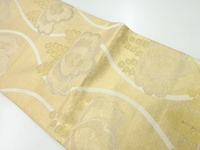 アンティーク　立涌に桐模様織出し全通袋帯（材料）